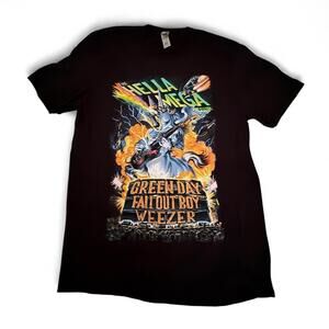 Green Day Weezer Fallout Boy Hella Mega Tour 2021 black cotton t-shirt
